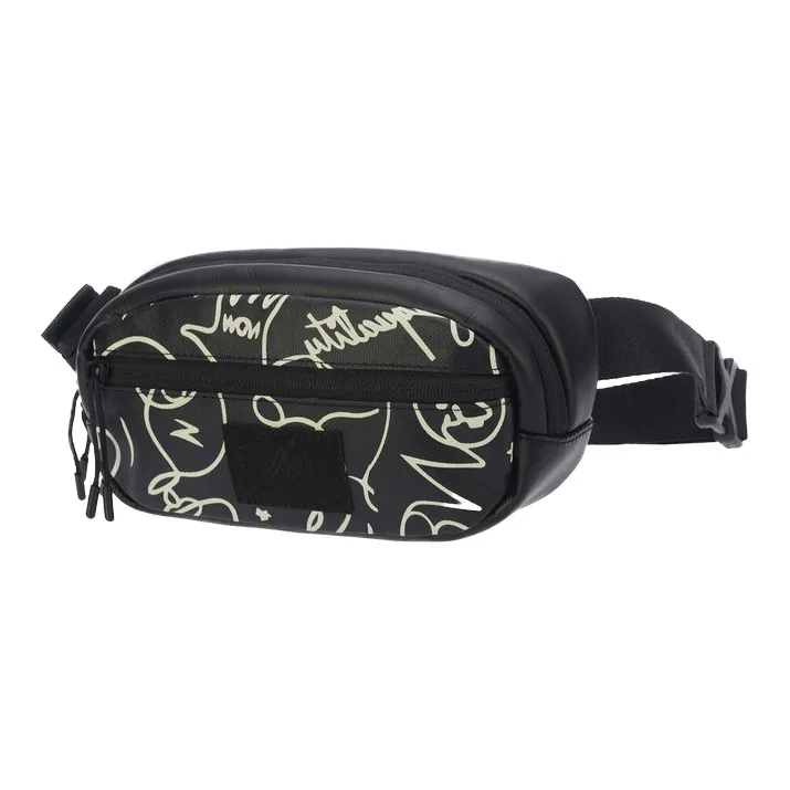 LiNing Artist DFT Collaboration Leather Sports Bag Shoulder Bag Fanny Pack Regular Unisex Black-0