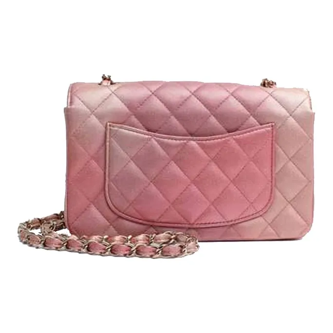 CHANEL Classic Flap CF Litchi Cow Leather Crossbody Bags Shoulder Bags Women's Dazzling Metal Pink-2