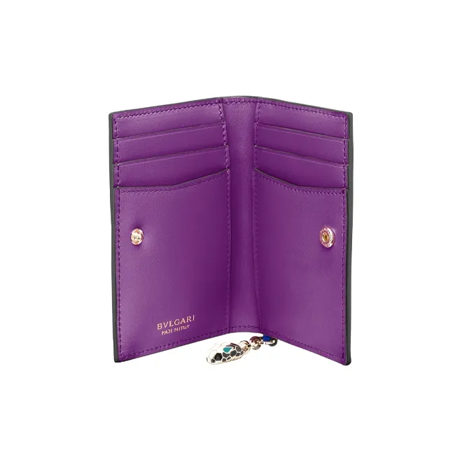 BVLGARI Serpenti Forever Calfskin Wallet Women's Blue-1