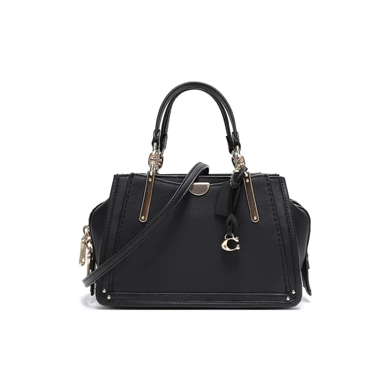 COACH Leather Portable Crossbody Bag, Shoulder Bag Trumpets Women's Black-0