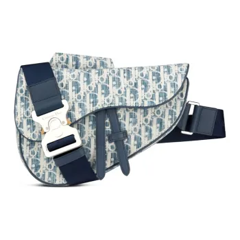 DIOR Saddle Canvas Leather Saddle Bag, Canvas Bag, Crossbody Bag, Fanny Pack, Sling Bag Men's Blue/White