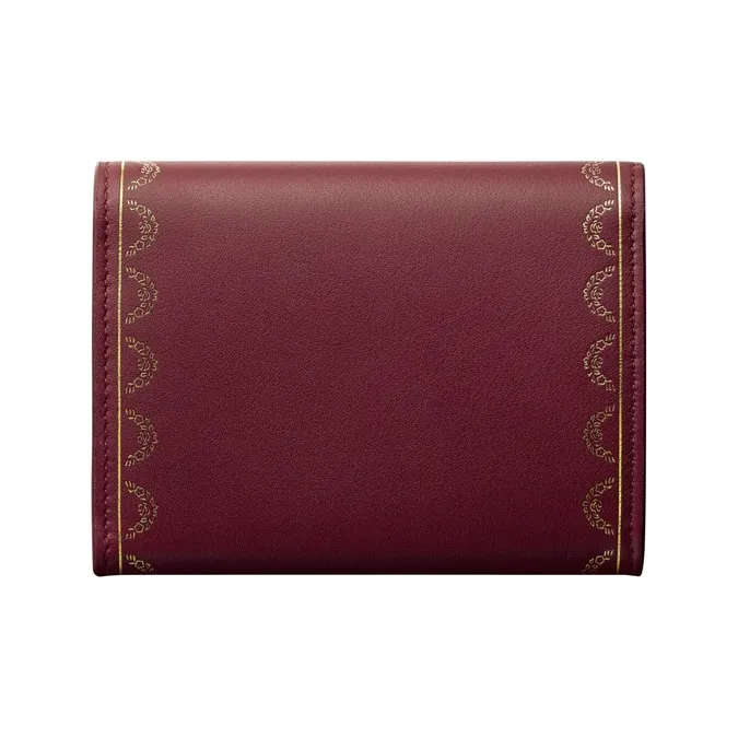 CARTIER GUIRLANDE Calfskin Handheld Wallet Card Holder Mini Women's Burgundy-1