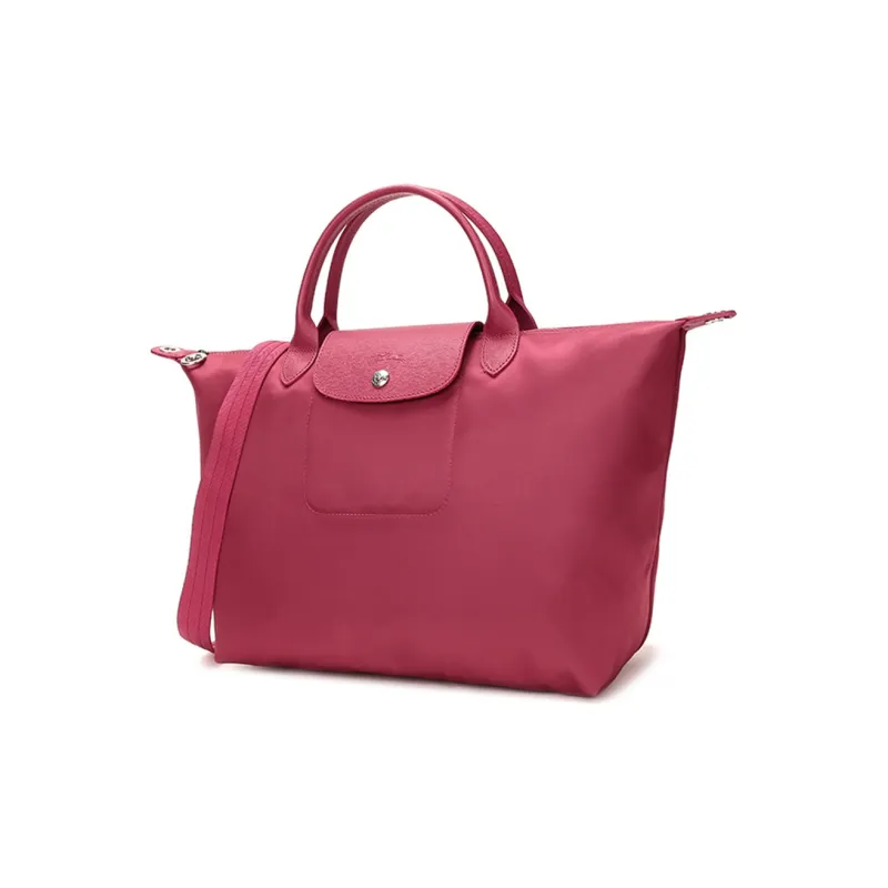 LONGCHAMP Le Pliage Néo Nylon Fabric With Leather Dumpling Bag, Crossbody Bag, Handbag Women's Rose Red-1