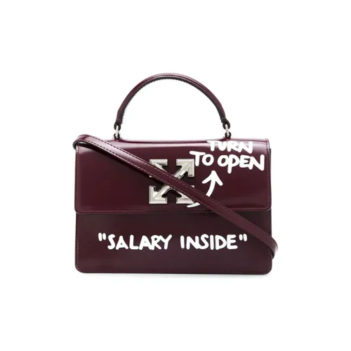 OFF-WHITE Genuine Leather Handbag Shoulder Bag Crossbody Bag Medium Size Women's Ox Blood Red
