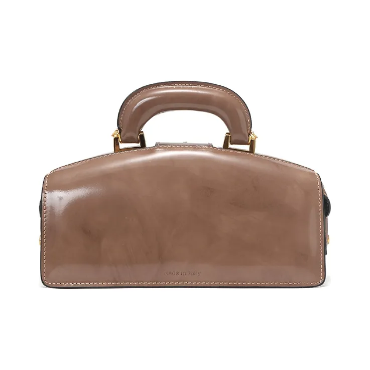 Pratesi Cow Leather Commute Bag Doctor Bag Handbag Shoulder Bag Crossbody Bag Women's Elegant Gray-2