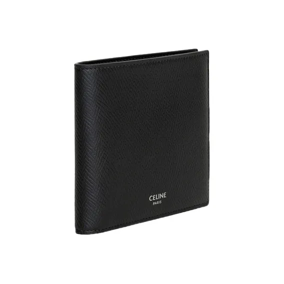 CELINE Grain Cow Leather Wallet Men's Black-1