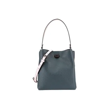 COACH Town Leather Bucket Bag Handbag Shoulder Bag Crossbody Bag Small Size Women's Dark Jasper With Pink Accents