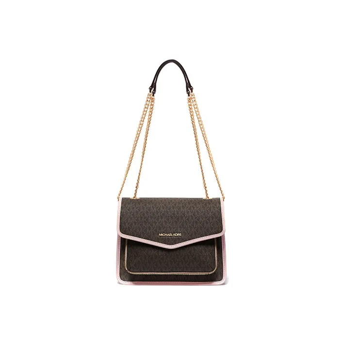 MICHAEL KORS Regina Artificial Leather Crossbody Shoulder Bags Medium Size Women's Oak Fruit Brown Pink Multicolor-0