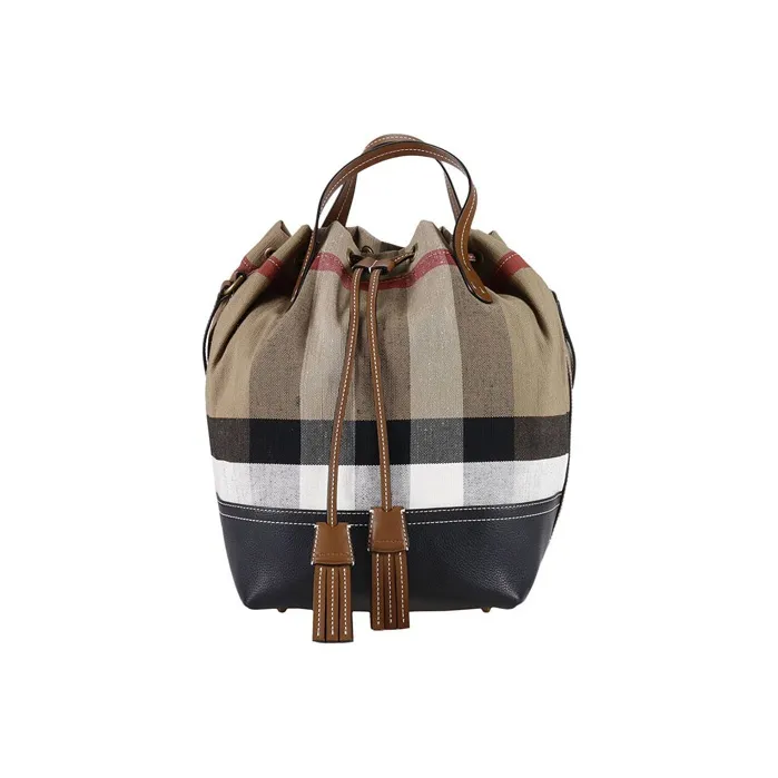 Burberry Fabric Bucket Bag One Shoulder Handbag Crossbody Bag Regular Unisex Brown-0