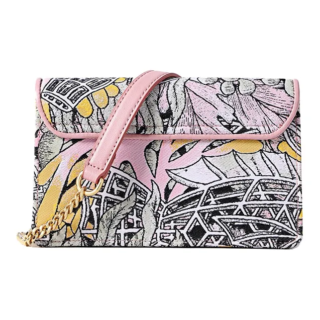 FION Fabric Small Square Bag Shoulder Bag, Crossbody Bag Regular Women's Pink & Multicolor-2