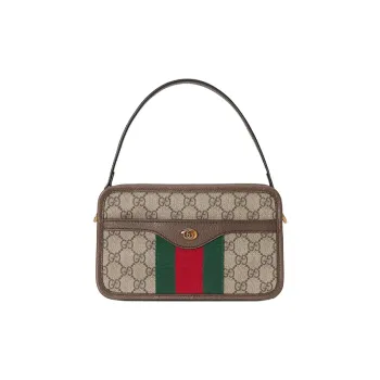 GUCCI Ophidia Canvas With Leather Portable Crossbody Bag Shoulder Bag Small Size Women's Ebony/Brown