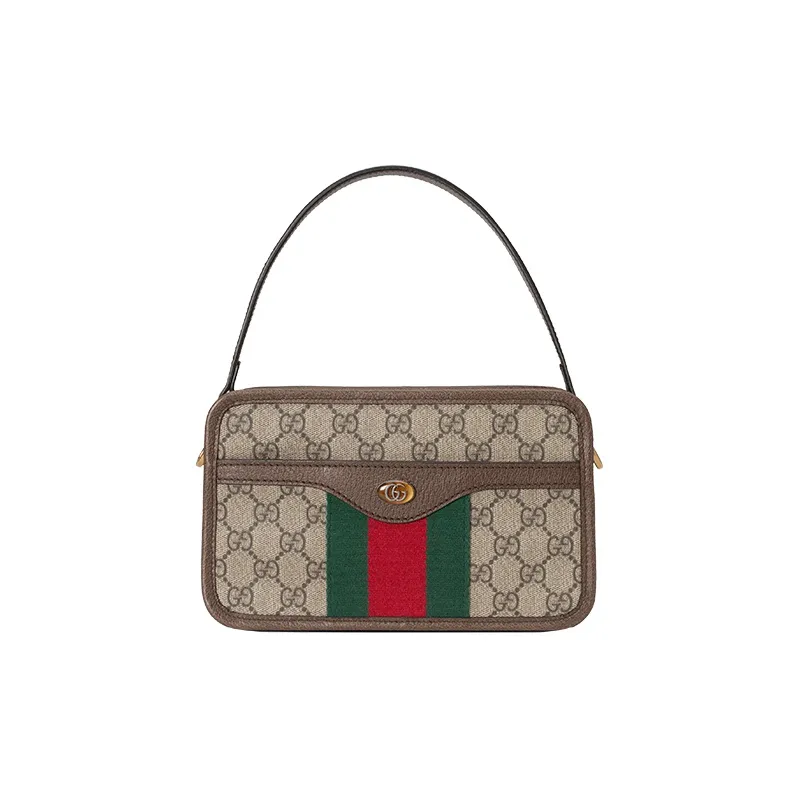 GUCCI Ophidia Canvas With Leather Portable Crossbody Bag Shoulder Bag Small Size Women's Ebony/Brown-0
