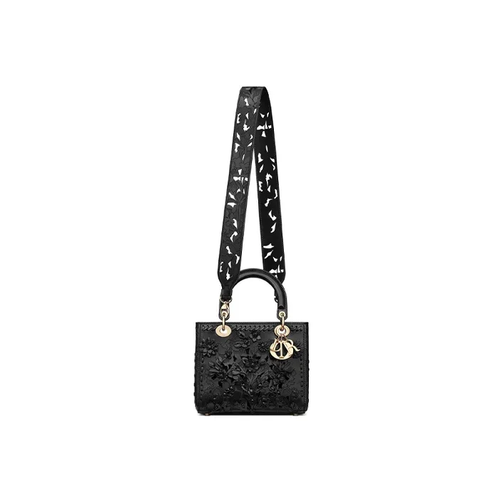 DIOR Cow Leather DaiFeng Bag One Shoulder Handbag Medium Size Women's Black-4