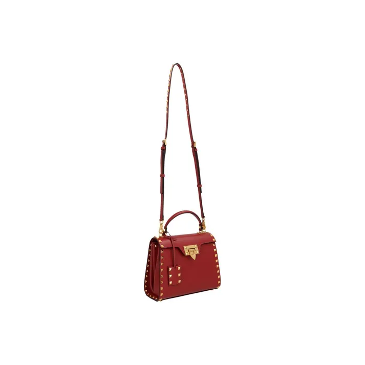 Valentino Grained Calfskin Portable Crossbody Bag Shoulder Bag Small Size Women's Red-2