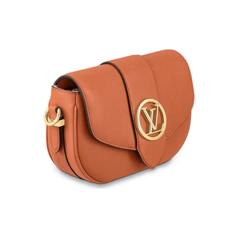 LOUIS VUITTON Pont Calfskin Shoulder Bag, Crossbody Bag Medium Size Women's Golden Orange-2