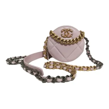 CHANEL 19Bag Sheepskin Small Round Bag Evening Party Bag Clutch Shoulder Bag Crossbody Bag Mini Women's Pink