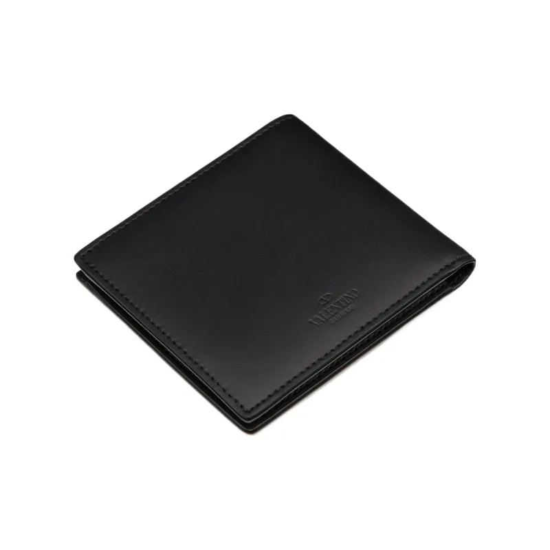 Valentino Calfskin Wallet Men's Black-3