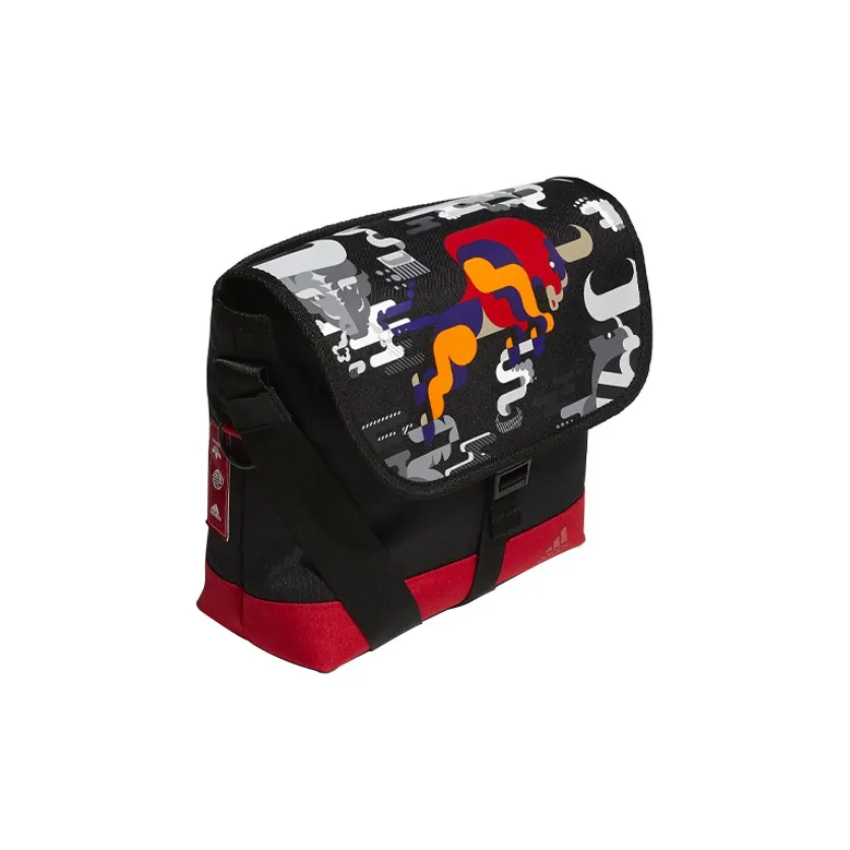 Adidas Recycled Polyester Crossbody Bag Shoulder Bag Unisex Black Light Scarlet-1