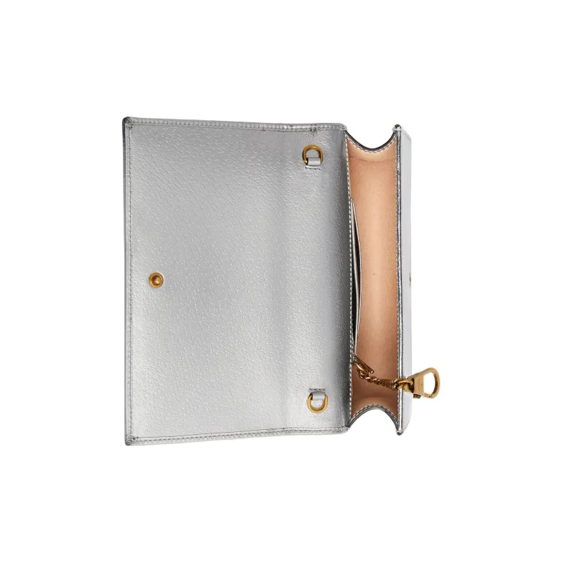 GUCCI Diana Leather Shoulder Bag Crossbody Bag Mini Women's Silver-5