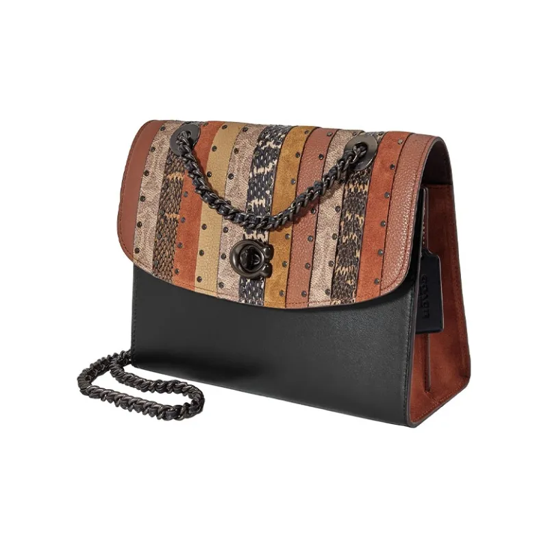 COACH Parker Fabric Chain Bag, Crossbody Bag, Shoulder Bag Women's Black & Multicolor-1