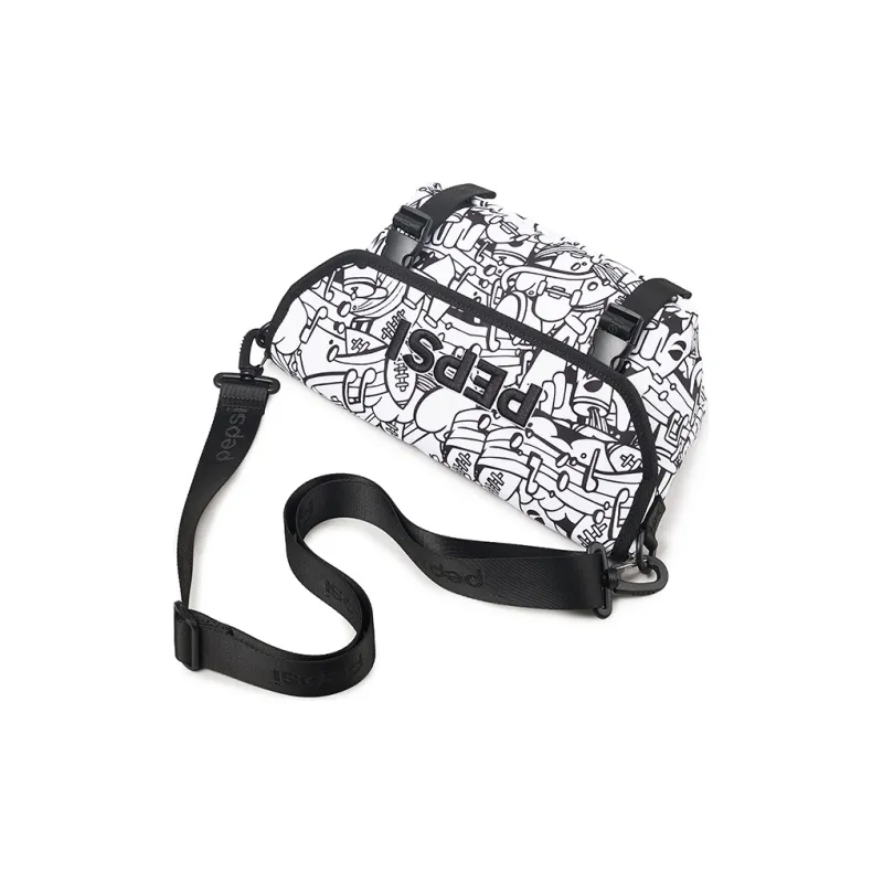 Pepsi Fabric Messenger Bag Shoulder Bag Crossbody Bag Regular Unisex Black White-3