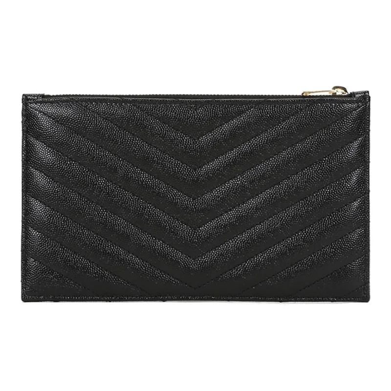 SAINT LAURENT Calfskin Wallet Clutch Regular Women's Black-3