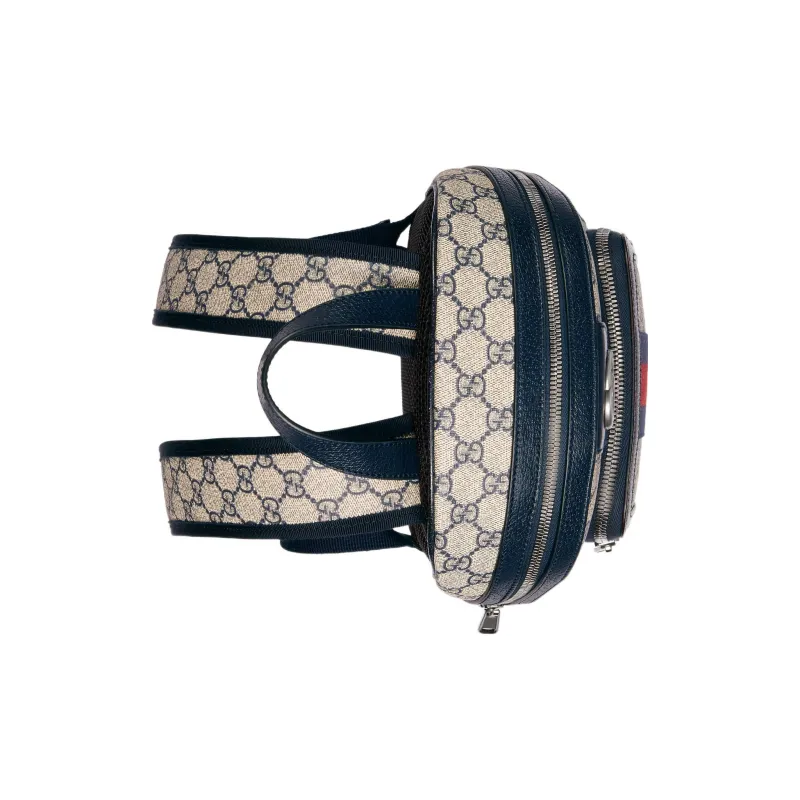 GUCCI Ophidia Canvas With Leather Backpack Trumpets Unisex Blue/Beige-4