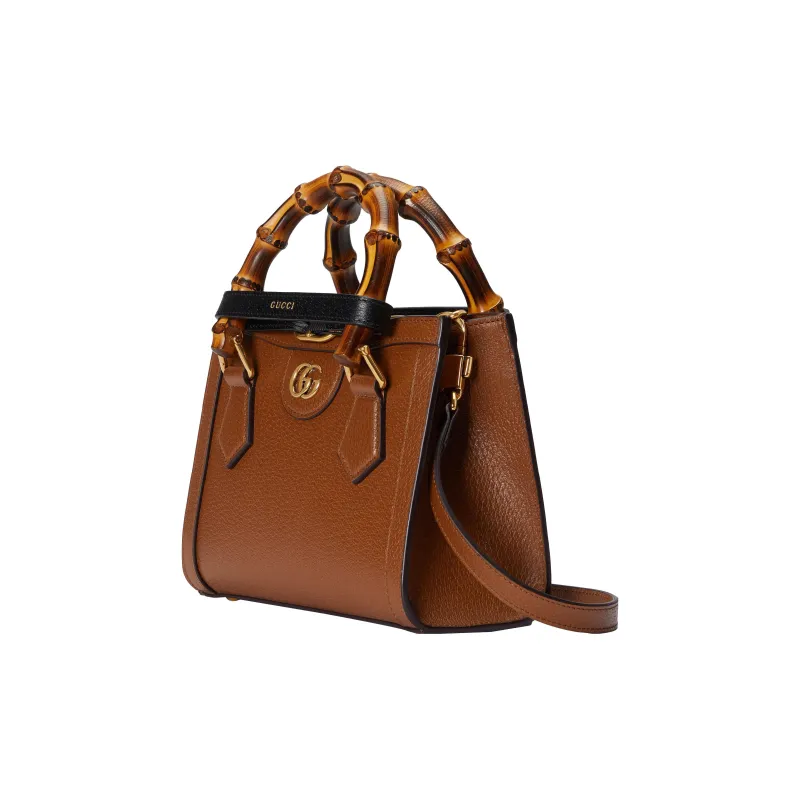 GUCCI Leather Tote Bag Shopping Bag Shoulder Bag Handbag Mini Women's Brown-3