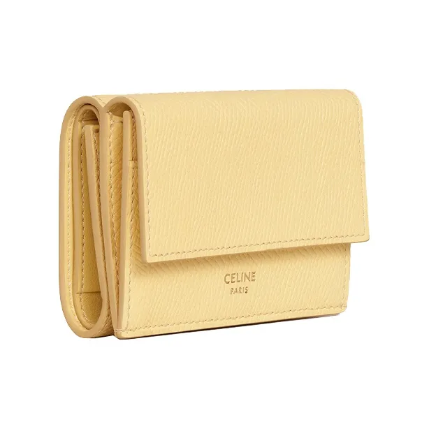 CELINE Grain Calfskin Wallet Women's Chick Yellow-1