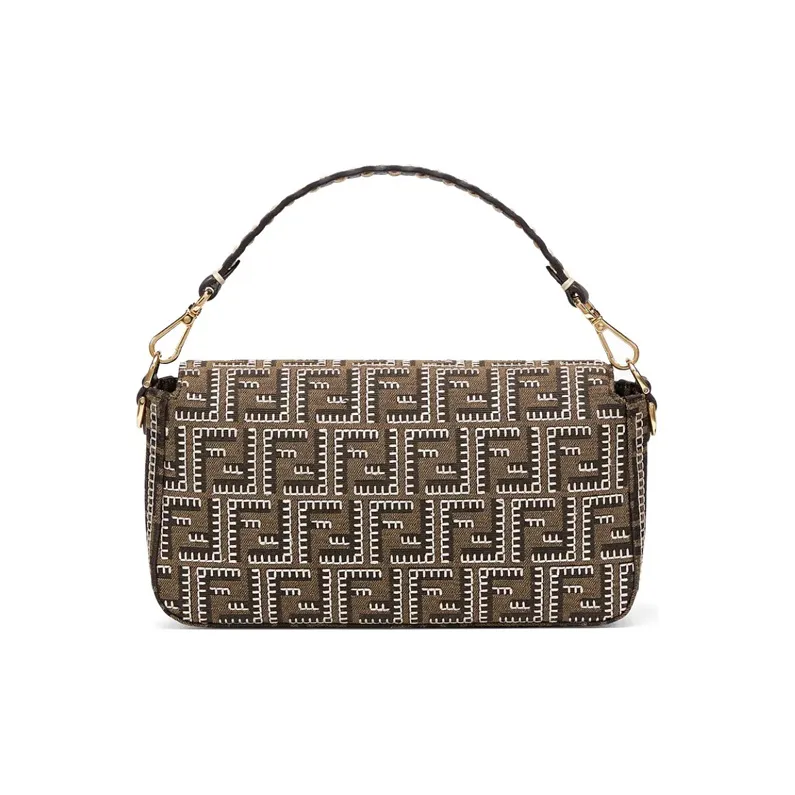 FENDI Baguette Jacquard Canvas With Leather Baguette Bag Portable Crossbody Bag Shoulder Bag Women's Brown-2