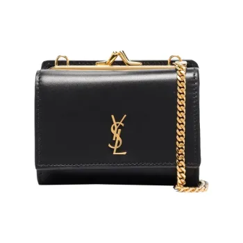 SAINT LAURENT Leather Shoulder Bag Knight Coin Purse Fanny Pack Mini Women's Black