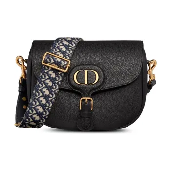 DIOR Bobby Grained Calfskin Shoulder Bag, Crossbody Bag Tubas Women's Black
