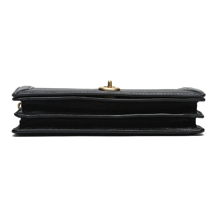 COACH Cow Leather Chain Bag Portable Crossbody Bag Shoulder Bag Small Size Women's Black-3