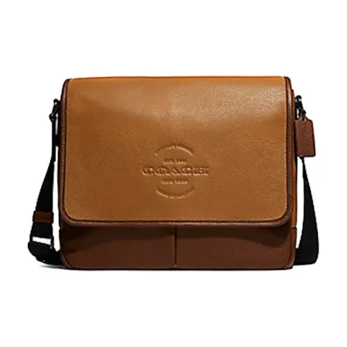 COACH Thompson Refined Pebble Leather Shoulder Bag Crossbody Bag Large Size Men's Brown