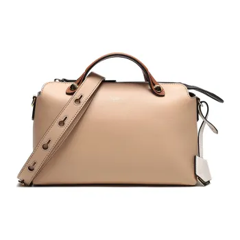 FENDI By The Way Series Cow Leather Boston Bag Handbag Shoulder Bag Crossbody Bag Women's Beige Multicolor