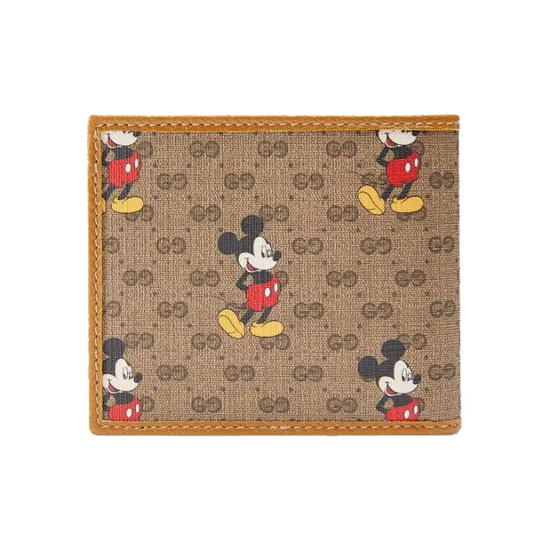 GUCCI Disney, Collaboration Canvas With Leather Wallet Regular Men's Ebony/Brown-5