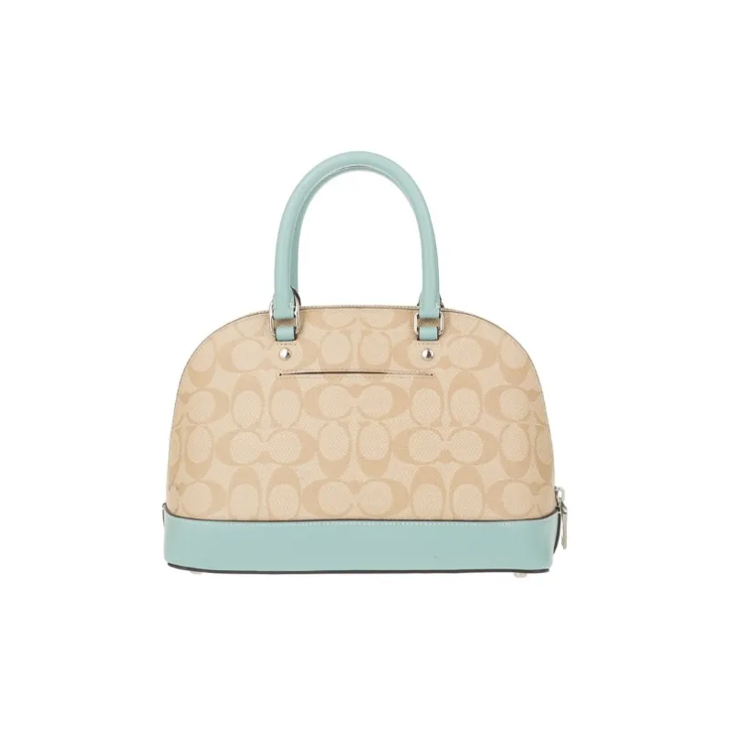 COACH Sierra Leather PVC Handbag Shoulder Bag Crossbody Bag Small Size Women's Mint Green With Khaki Monogram-3