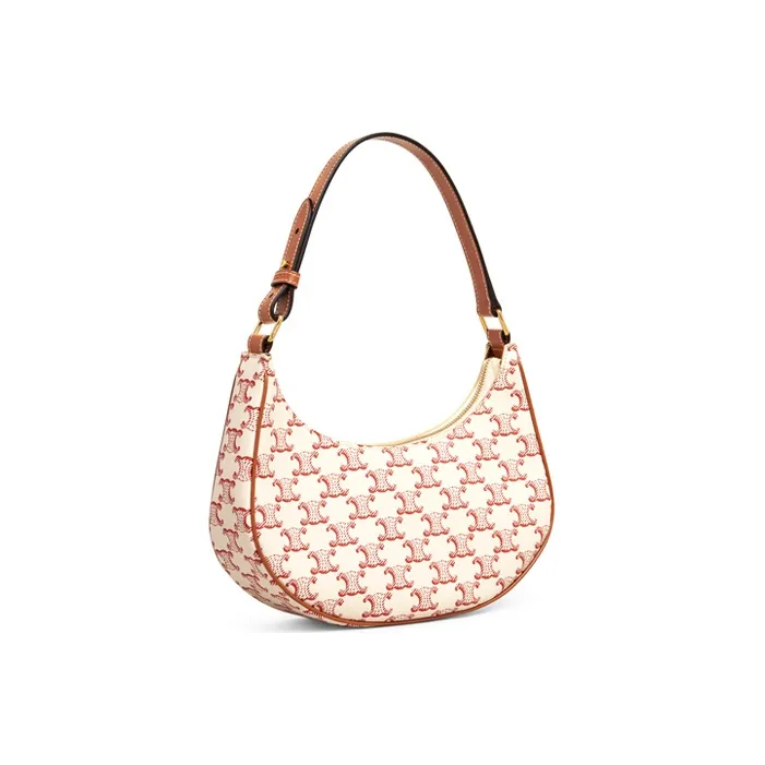 CELINE AVA Leather Shoulder Bag Women's Pink-1