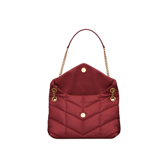 SAINT LAURENT PUFFER Lambskin Cloud Bag Pillow Bag Chain Shoulder Bag Crossbody Bag Small Size Women's Splendid Red-3