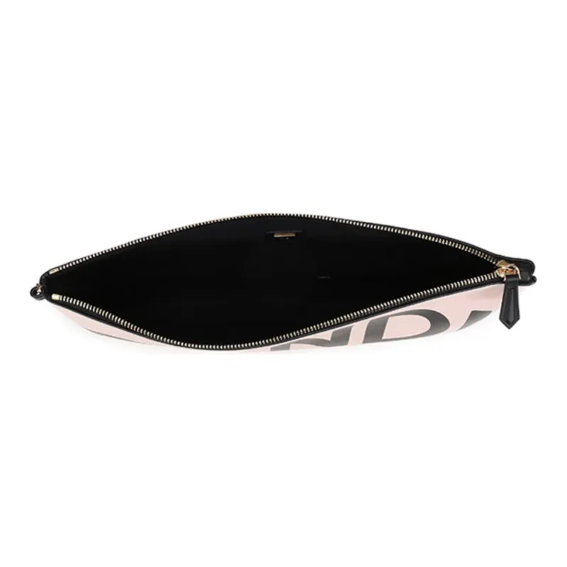 FENDI Leather Clutch Tubas Women's Pink/Black-5