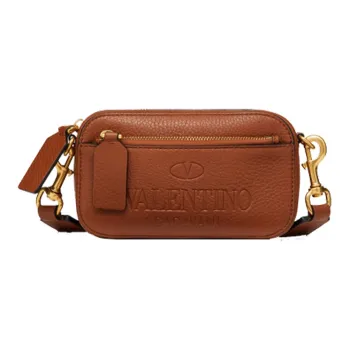 Valentino Leather Fanny Pack Shoulder Bag Crossbody Bag Small Size Men's Saddle Color