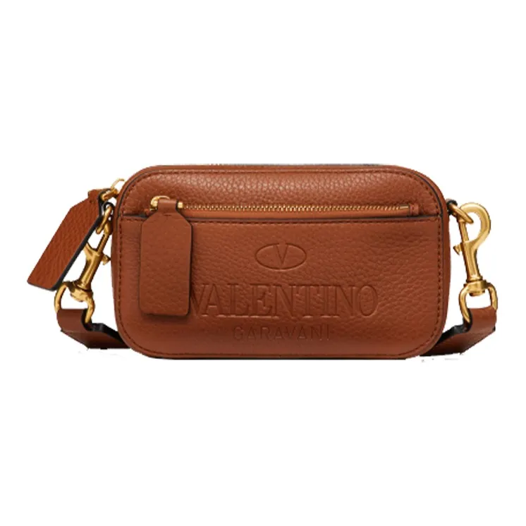 Valentino Leather Fanny Pack Shoulder Bag Crossbody Bag Small Size Men's Saddle Color-0