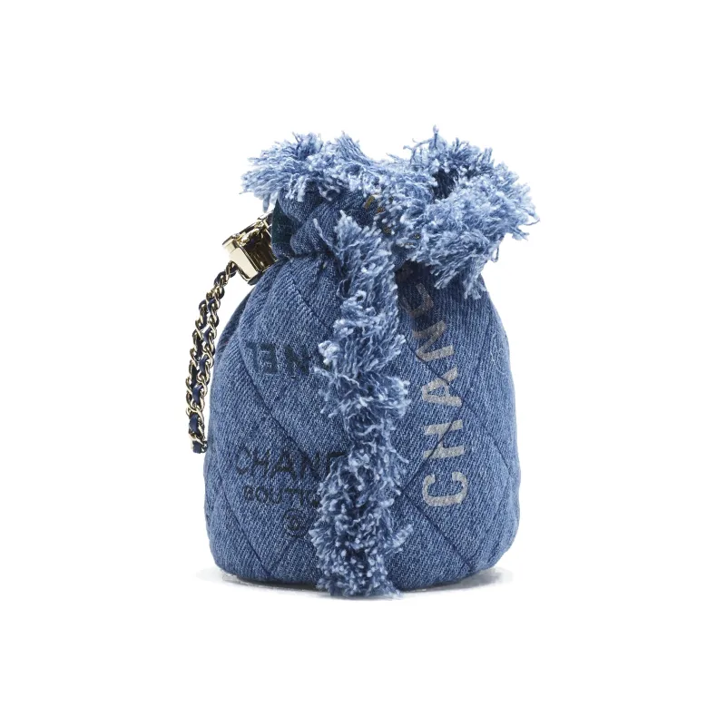 CHANEL 22SS Denim Bucket Bag, Crossbody Bag, Shoulder Bag Mini Women's Blue-2