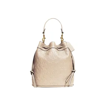COACH Field Leather Crossbody One Shoulder Bucket Bag Handbag Small Size Women's Ecru