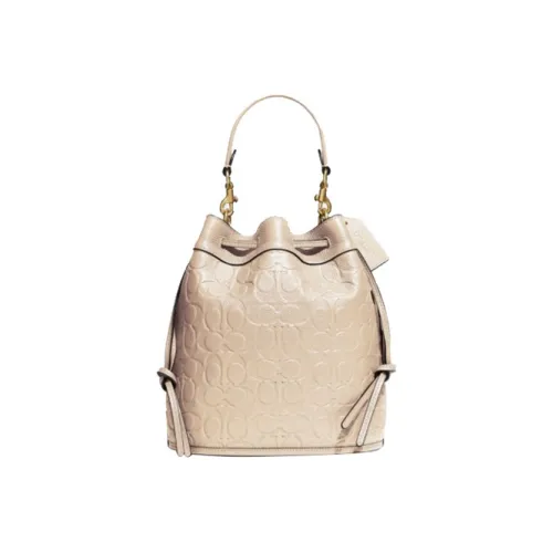 COACH Field Leather Crossbody One Shoulder Bucket Bag Handbag Small Size Women's Ecru