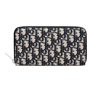DIOR Cow Leather Wallet Men's Denim Blue
