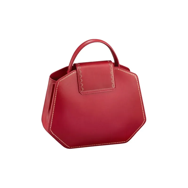 CARTIER GUIRLANDE Calfskin Handbag Shoulder Bag Crossbody Bag Small Size Women's Red-1