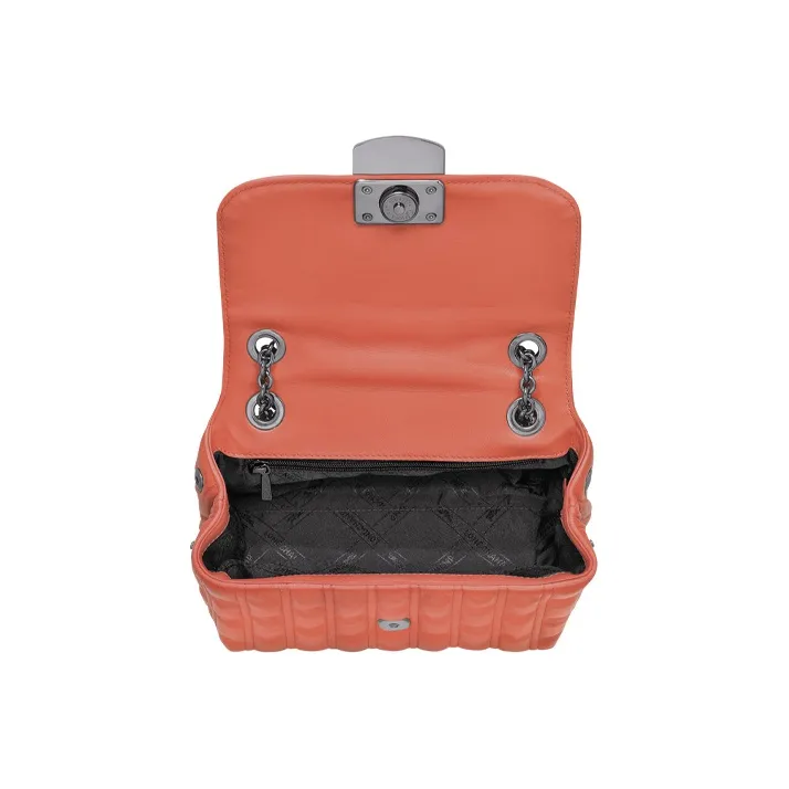 LONGCHAMP Brioche Kid Leather Shoulder Bag Crossbody Bag Small Size Women's Orange Pink-3