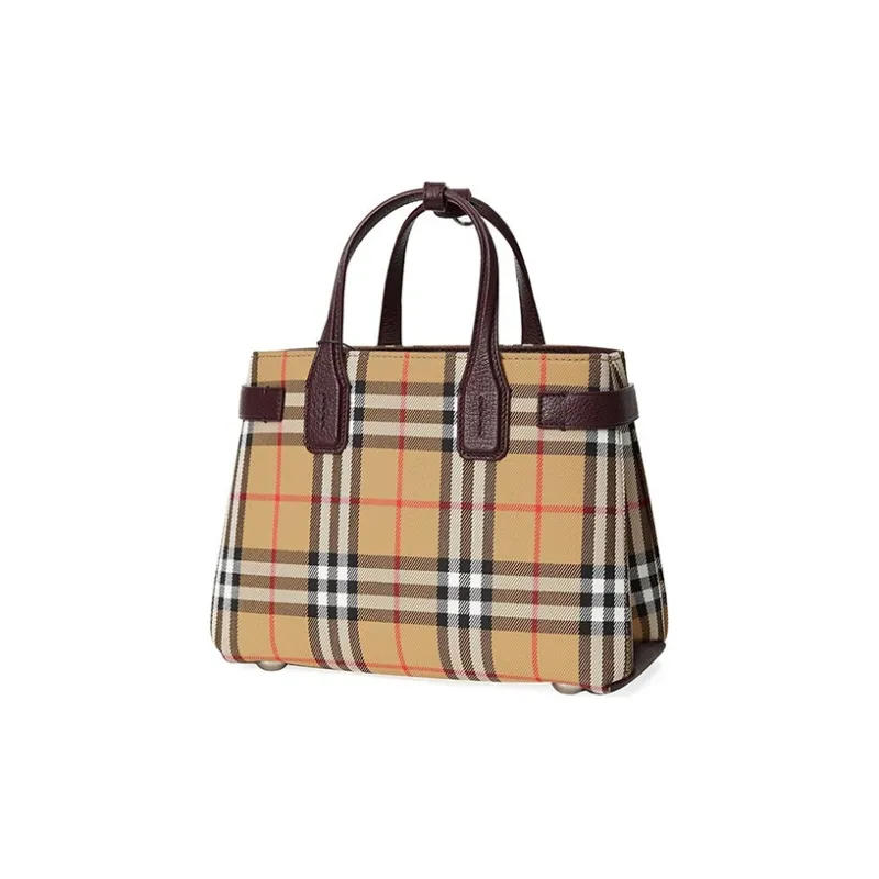 Burberry Banner Tote Leather Small Deep Claret-3