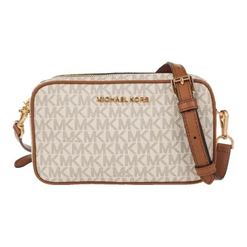 MICHAEL KORS Connie PVC Camera Bag Shoulder Bag Crossbody Bag Mini Women's Vanilla White & Brown